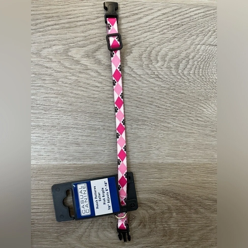 Casual Canine Pink Argyle Dog Collar